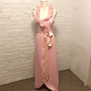 Mollie Patmos Boutique ruffle trim 70s halter dress pink size small